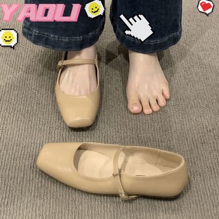 Giày búp bê mũi vuông đế bằng thiết kế mới thanh lịch thời trang