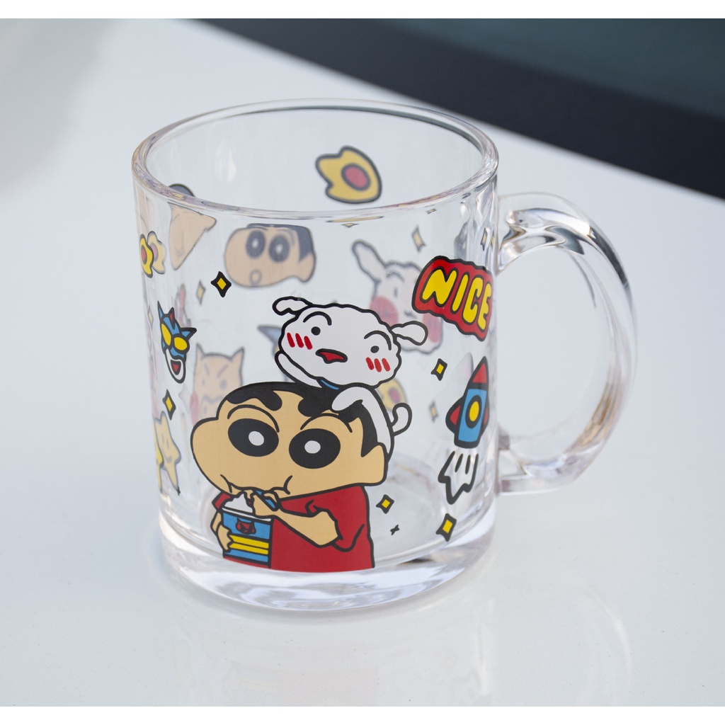 Cốc Thủy Tinh EELHOE Crayon Shin-chan Một Lớp Với Kiểu Dáng Ins Và Tay Cầm Hoạt Hình Chịu Nhiệt Hoàn Hảo Cho Nước Uống Sữa Quà Tặng Bạn Bè miiki_vn