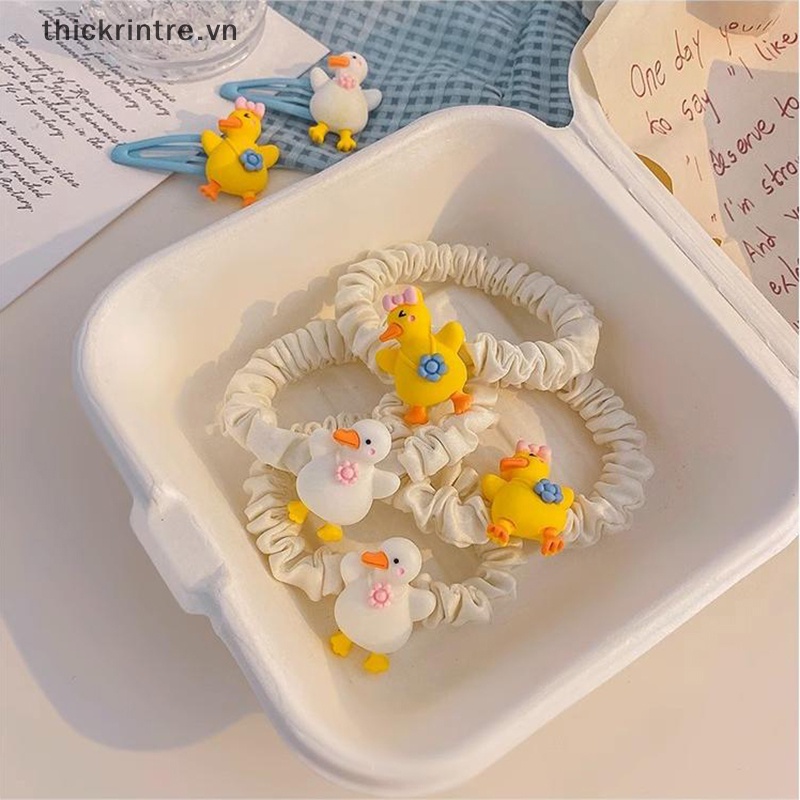 Kẹp Tóc Cao Su Co Giãn Hình Vịt Hoạt Hình Dễ Thương Cho Bé Gái