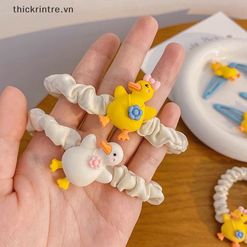 Kẹp Tóc Cao Su Co Giãn Hình Vịt Hoạt Hình Dễ Thương Cho Bé Gái