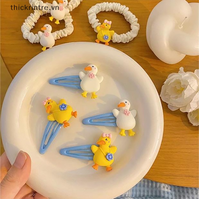 Kẹp Tóc Cao Su Co Giãn Hình Vịt Hoạt Hình Dễ Thương Cho Bé Gái