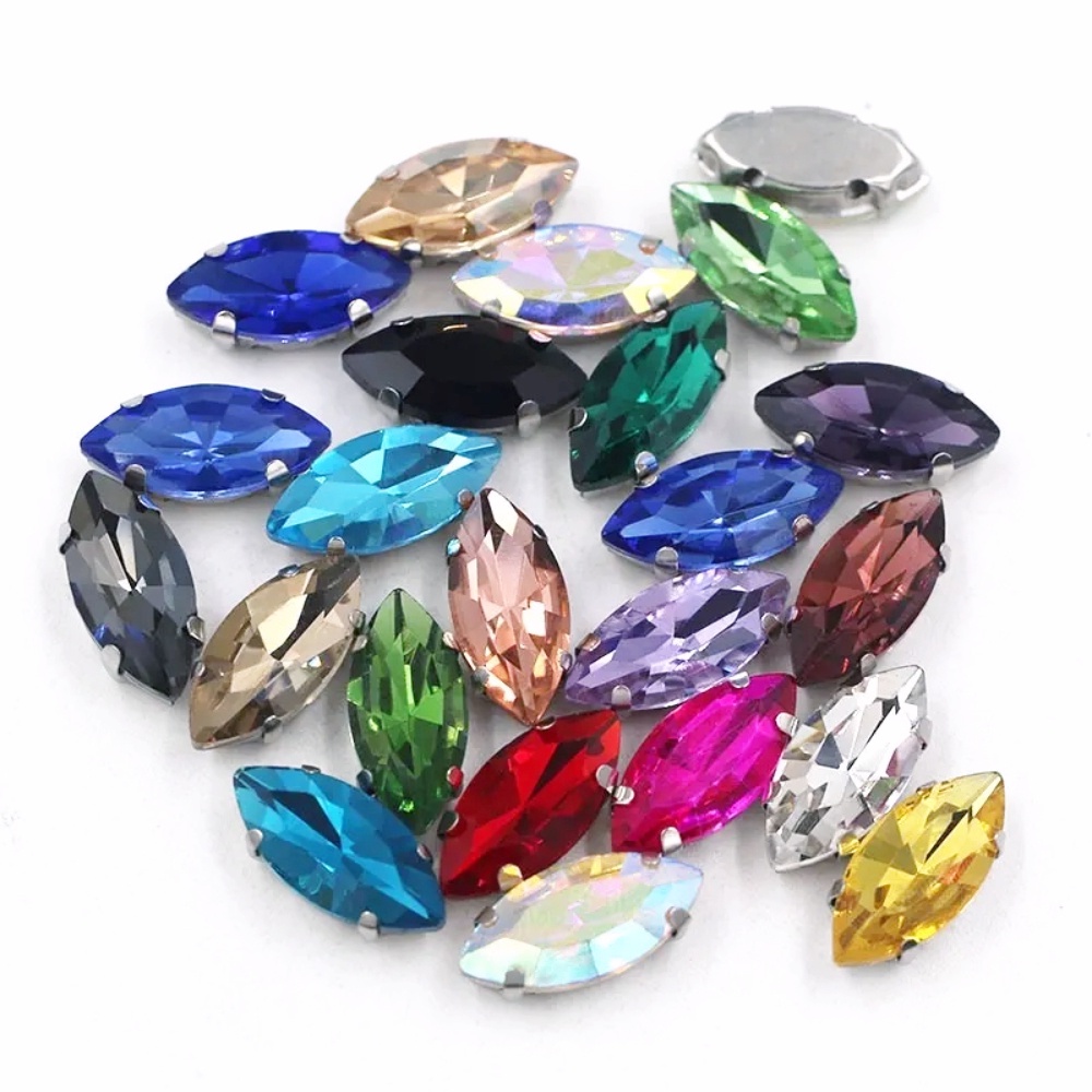 Đá Pha Lê Hình Mắt Ngựa Kích Thước 6 * 12mm 7 * 15mm Dùng Trong May Vá