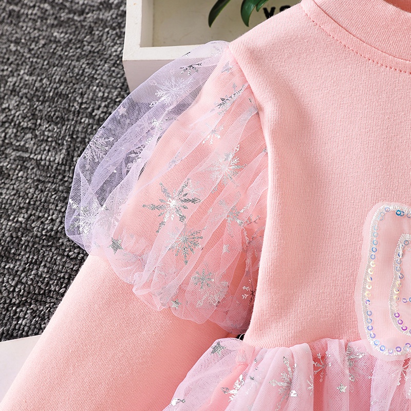 Đầm Công Chúa elsa Tay Dài Cho Bé Gái 2023