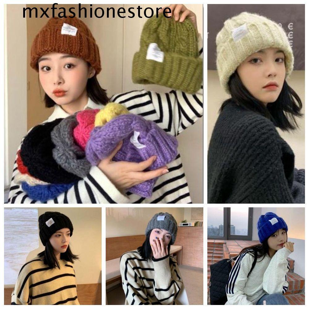 Mũ len beanie kẻ sọc đơn giản dễ phối đồ phong cách Hàn Quốc thời trang cho nữ