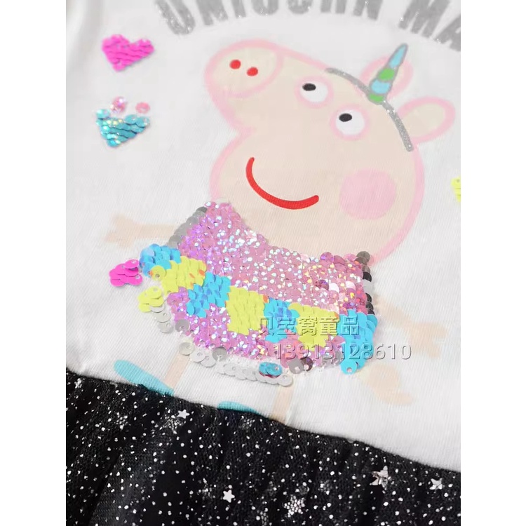 Đầm thun phối voan hình peppa pig hàng H&M xuất