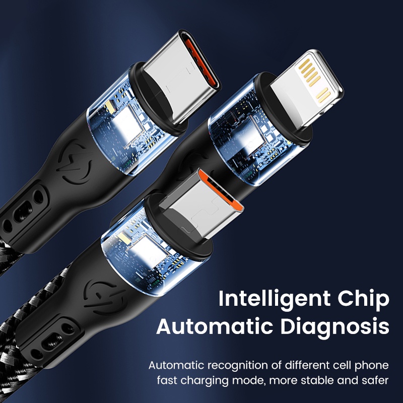 Dây Cáp Sạc Nhanh 100w 6a usb Sang type c 3 Trong 1 Chuyên Dụng Cho huawei xiaomi