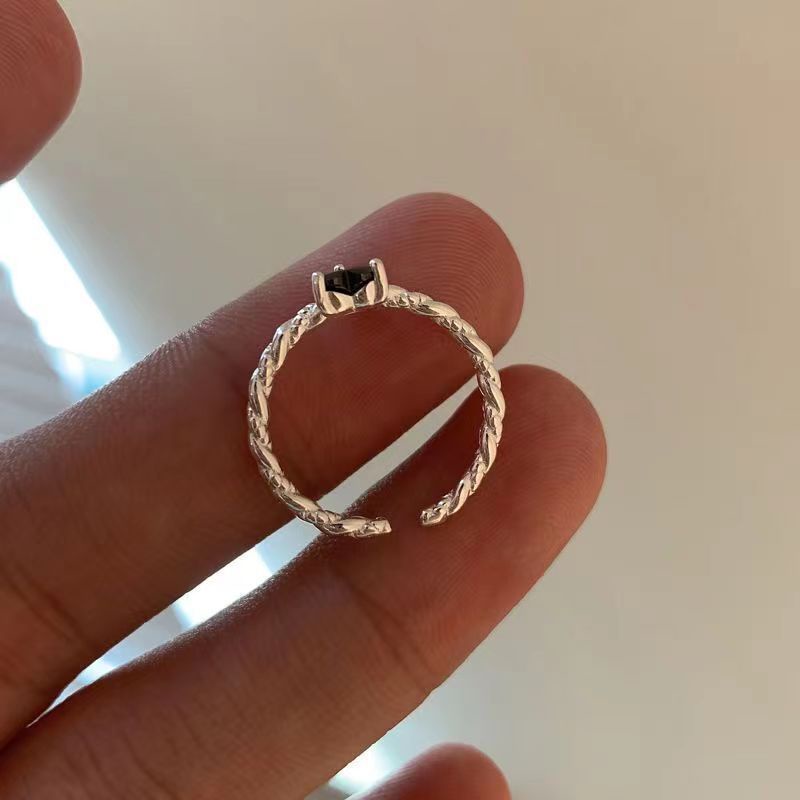 Nhẫn Hình Trái Tim Đính Đá zircon Đen Thời Trang Cho Nữ