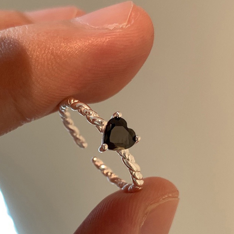 Nhẫn Hình Trái Tim Đính Đá zircon Đen Thời Trang Cho Nữ