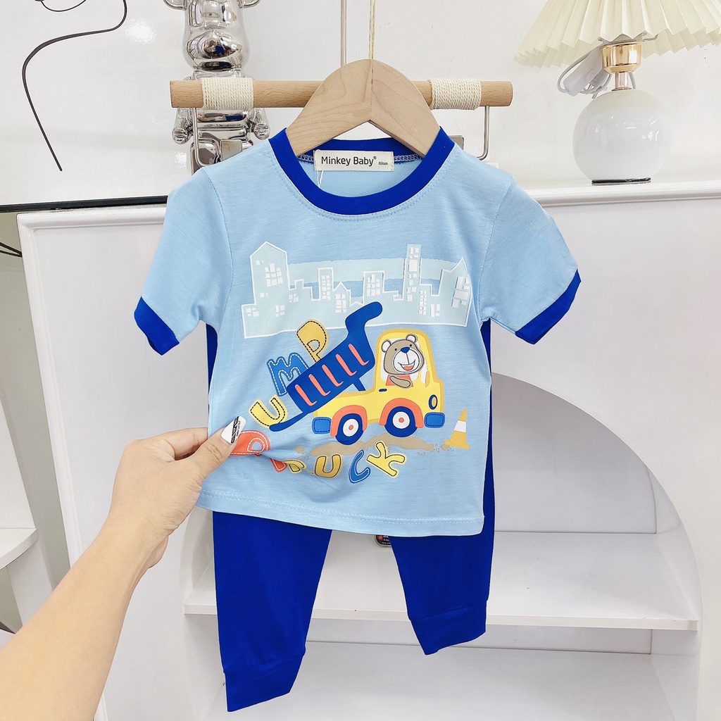 Đồ bộ tay ngắn quần dài thun lạnh cho bé trai bé gái , vải mềm mát thoáng khí, in hình dễ thương cho bé.