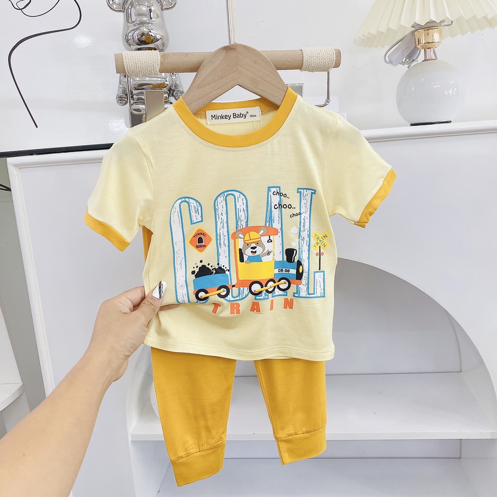 Đồ bộ tay ngắn quần dài thun lạnh cho bé trai bé gái , vải mềm mát thoáng khí, in hình dễ thương cho bé.
