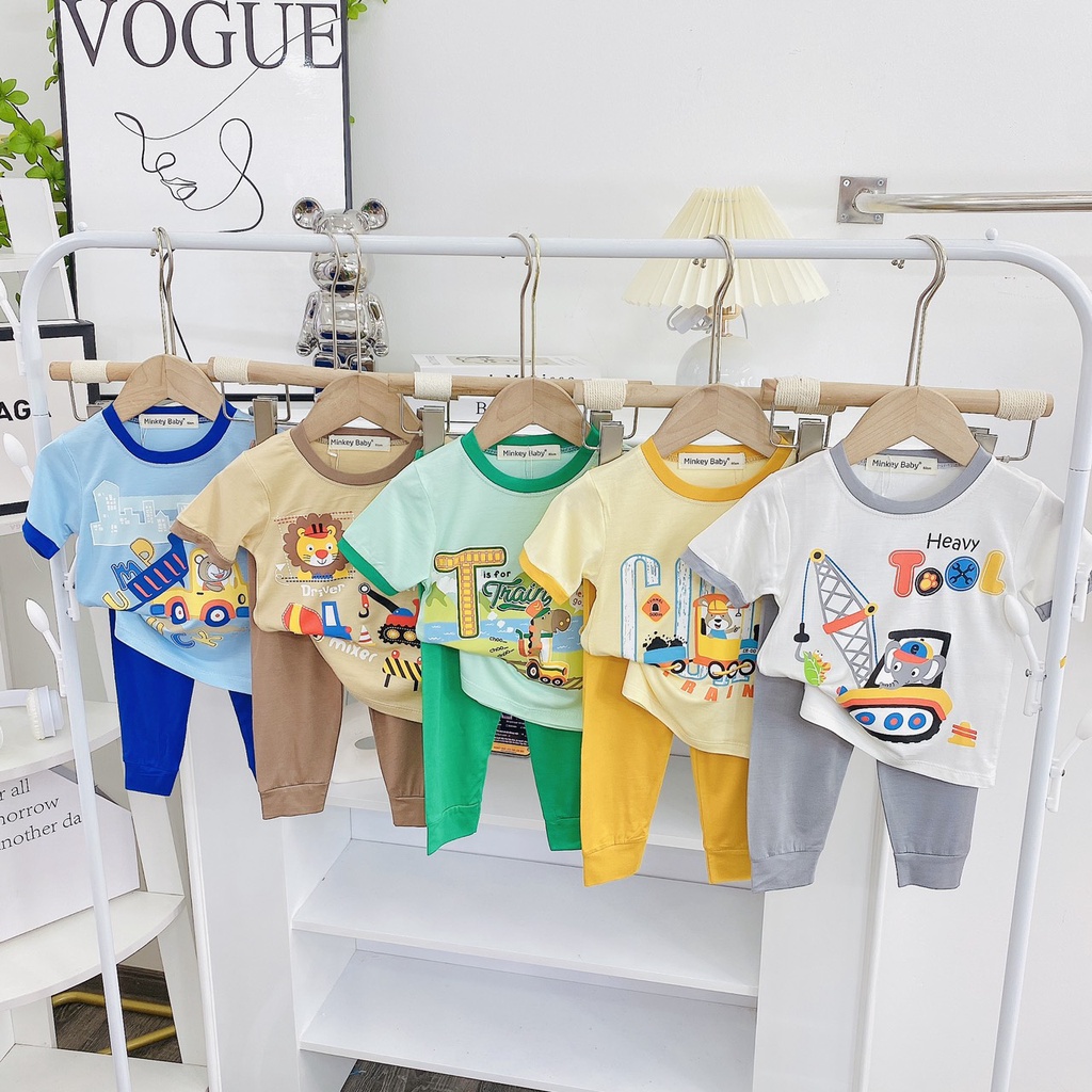 Đồ bộ tay ngắn quần dài thun lạnh cho bé trai bé gái , vải mềm mát thoáng khí, in hình dễ thương cho bé.