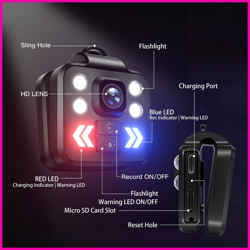 Máy Quay An Ninh mini 1080p hd Có Đèn led Hiệu Ứng Ánh Sáng Ban Đêm