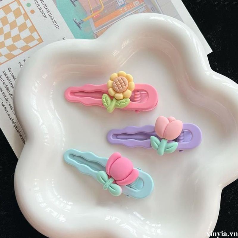 🌺🌺Kẹp Tóc Mỏ Vịt Hình Hoa Màu Kẹo Dễ Thương Thời Trang Mùa Hè