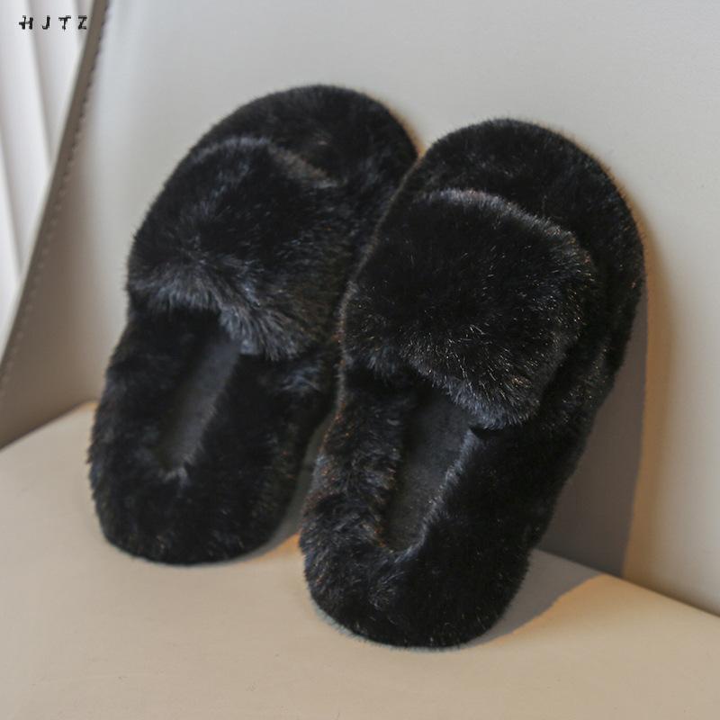 Dép Bông Đi Trong Nhà Màu Trơn Đế Mềm Chống Trượt Thời Trang Cho Bé