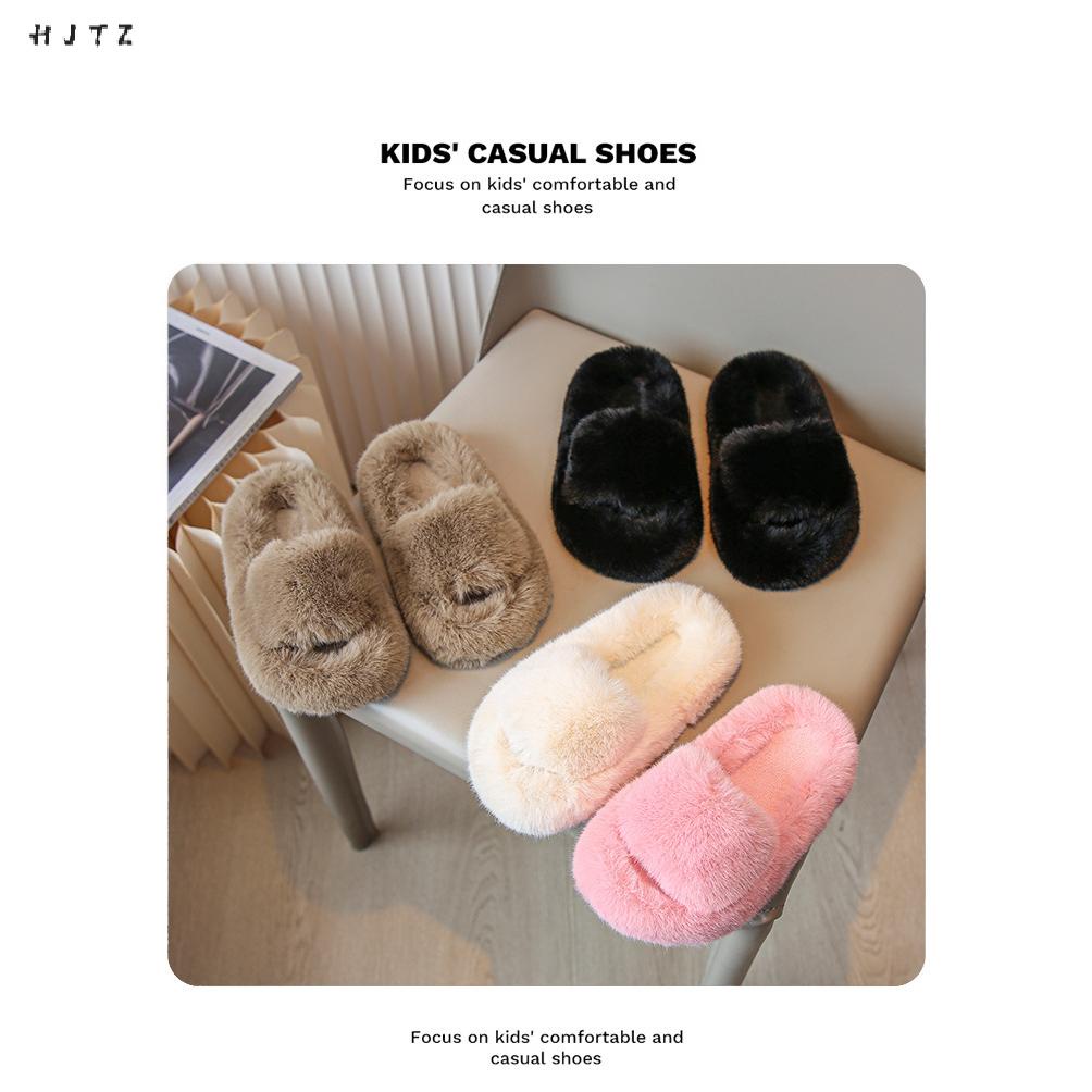 Dép Bông Đi Trong Nhà Màu Trơn Đế Mềm Chống Trượt Thời Trang Cho Bé