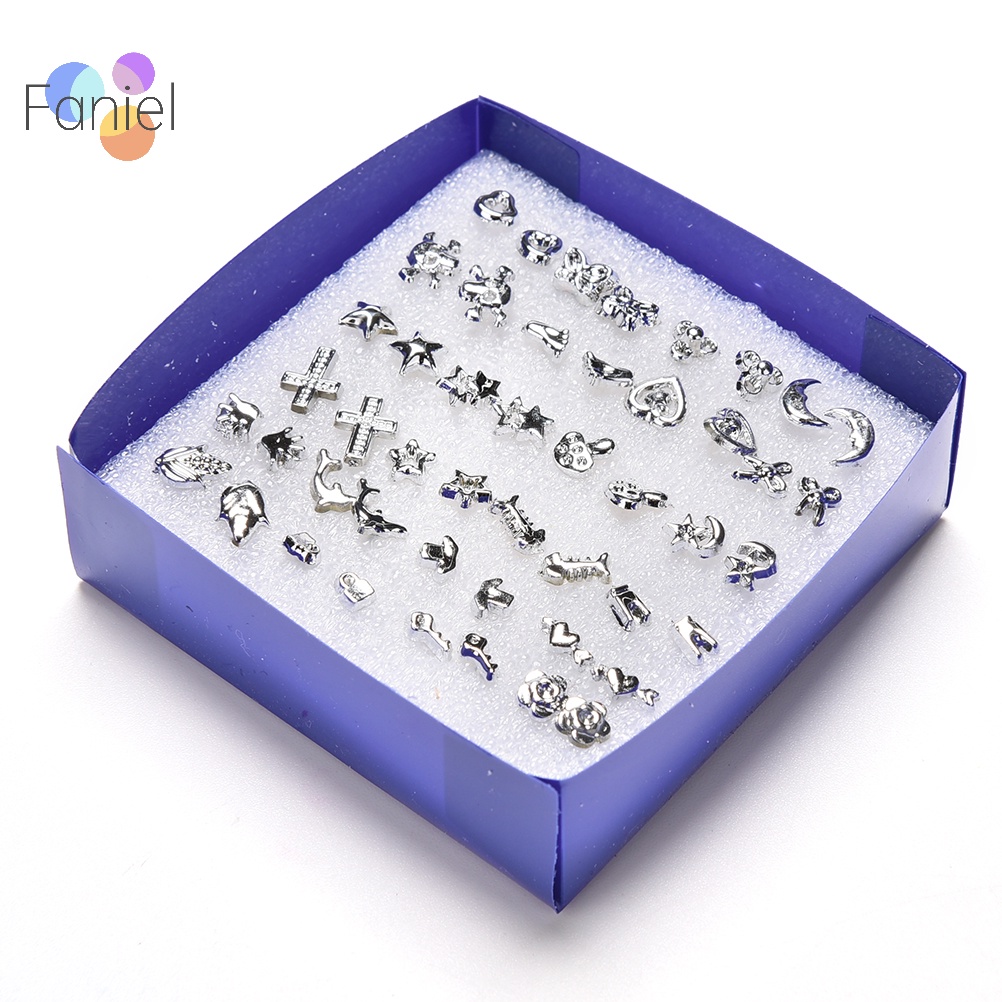 Set 24 Đôi Bông Tai Nhựa Mạ Bạc Thời Trang Bán Sỉ M I
