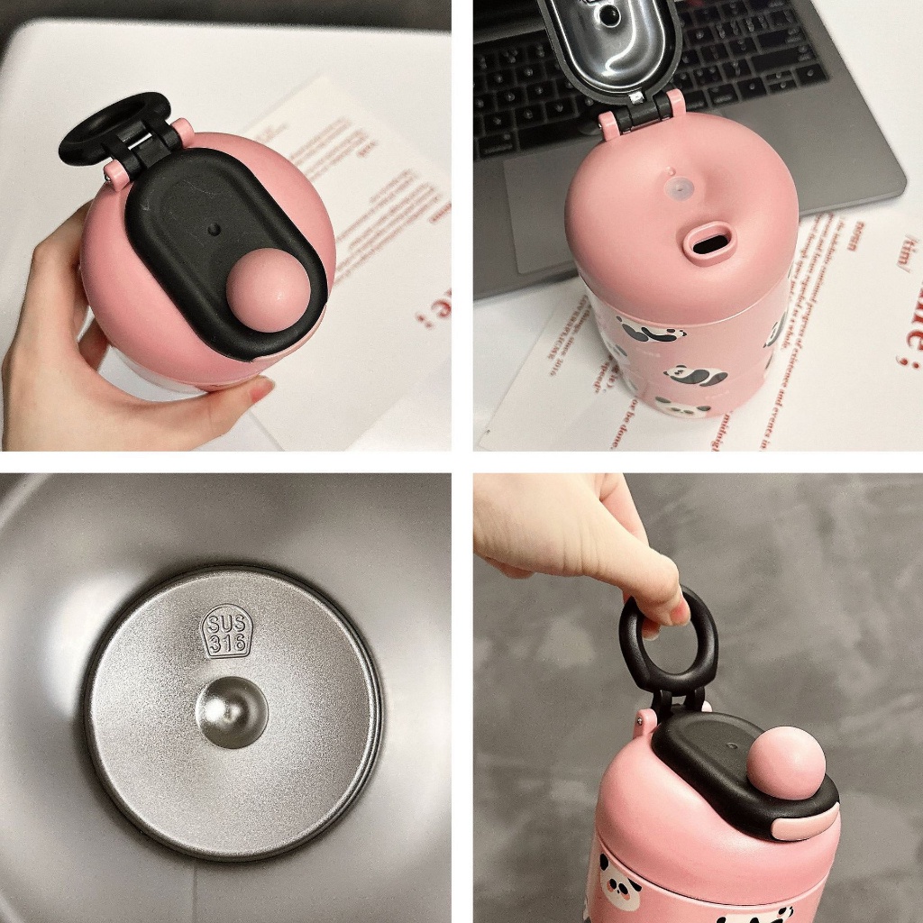 Bình nước bình giữ nhiệt inox 316 khủng long panda dễ thương ILAHUI Phụ kiện và Quà tặng