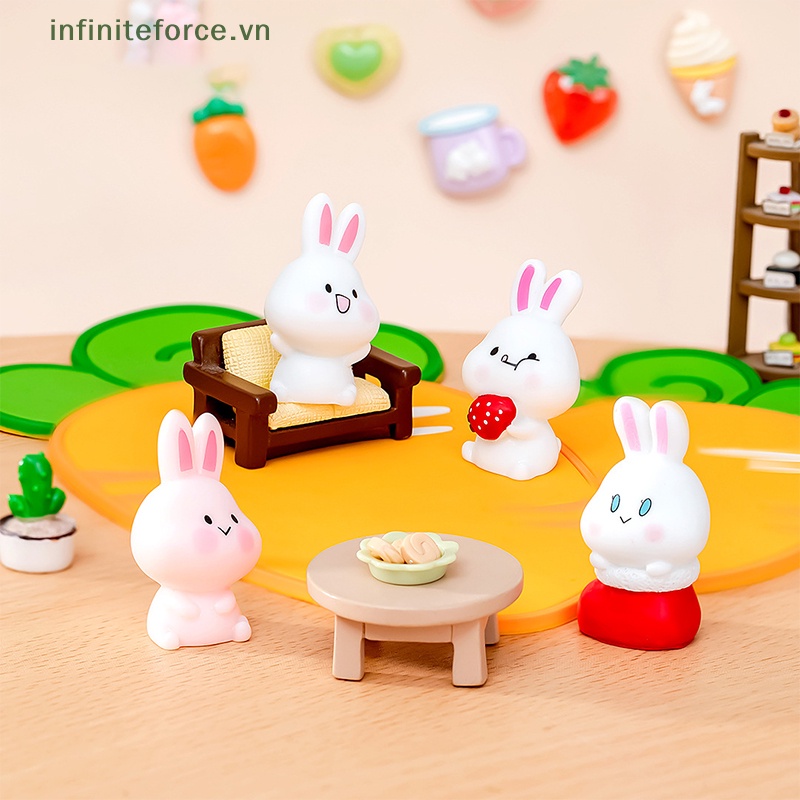 Tượng Thỏ Hoạt Hình mini Bằng Nhựa resin Dễ Thương Sáng Tạo Trang Trí Tiểu Cảnh