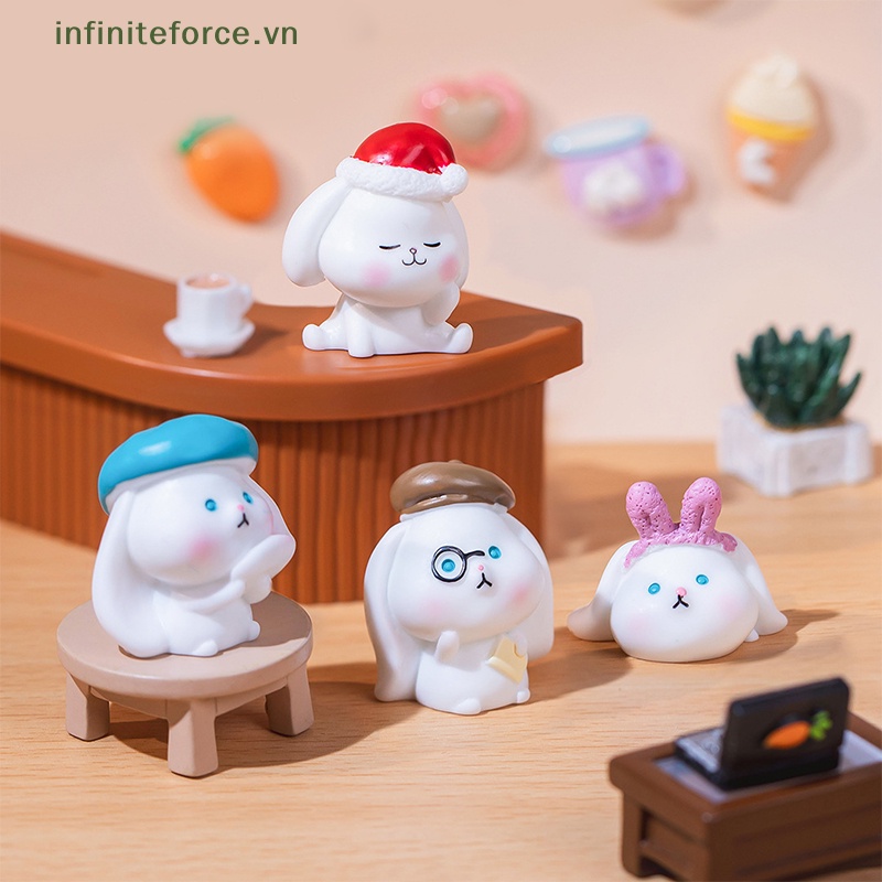 Tượng Thỏ Hoạt Hình mini Bằng Nhựa resin Dễ Thương Trang Trí Phong Cảnh Giáng Sinh