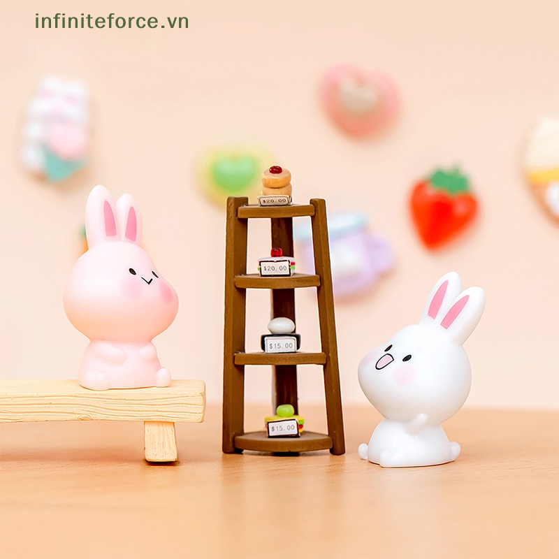 Tượng Thỏ Hoạt Hình mini Bằng Nhựa resin Dễ Thương Sáng Tạo Trang Trí Tiểu Cảnh