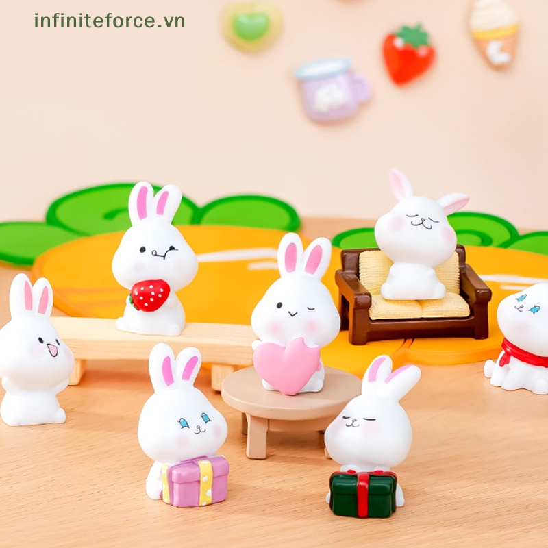 Tượng Thỏ Hoạt Hình mini Bằng Nhựa resin Dễ Thương Sáng Tạo Trang Trí Tiểu Cảnh