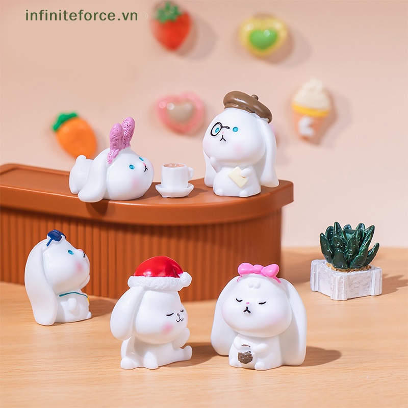 Tượng Thỏ Hoạt Hình mini Bằng Nhựa resin Dễ Thương Trang Trí Phong Cảnh Giáng Sinh