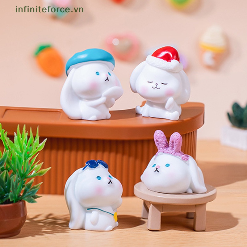 Tượng Thỏ Hoạt Hình mini Bằng Nhựa resin Dễ Thương Trang Trí Phong Cảnh Giáng Sinh