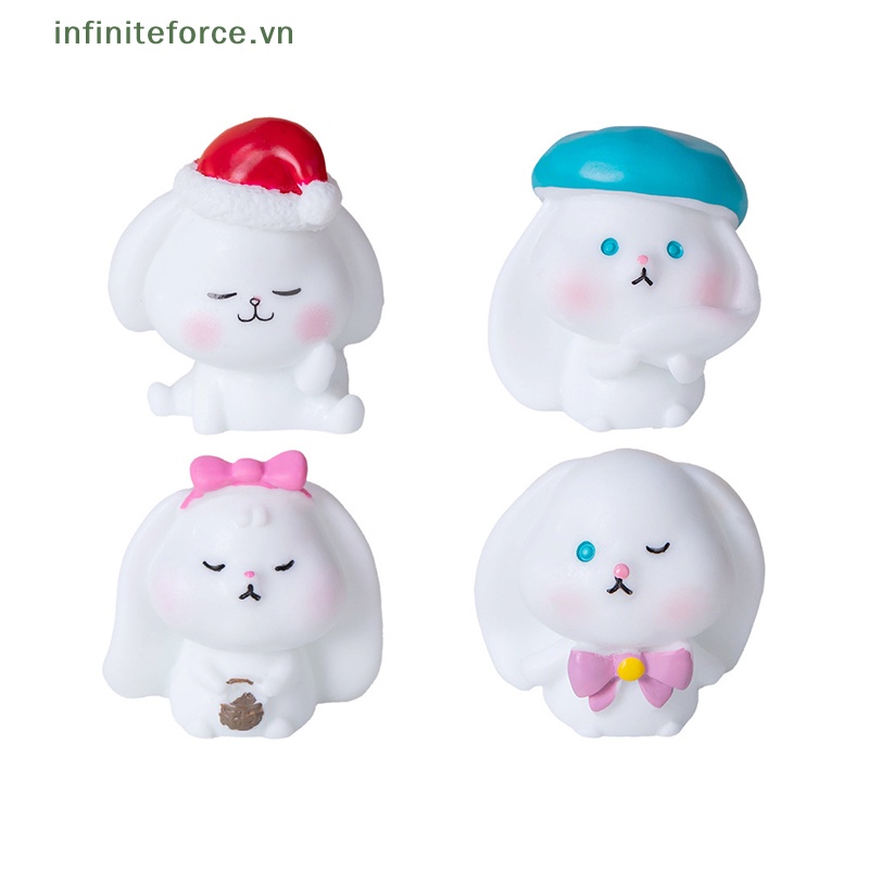Tượng Thỏ Hoạt Hình mini Bằng Nhựa resin Dễ Thương Trang Trí Phong Cảnh Giáng Sinh