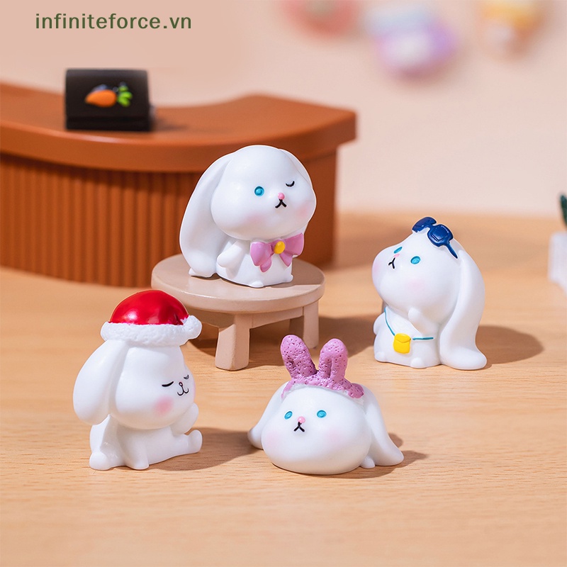 Tượng Thỏ Hoạt Hình mini Bằng Nhựa resin Dễ Thương Trang Trí Phong Cảnh Giáng Sinh