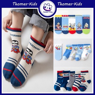 Set 5 Đôi Vớ cotton Mềm Mại In Họa Tiết Siêu Anh Hùng Cho Bé 1-12 Tuổi