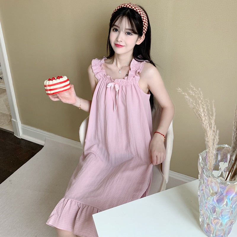 Váy ngủ 2 dây mặc nhà dễ thương, Đầm ngủ pijama hai dây phong cách hàn quốc thời trang mùa hè dành cho nữ Lff0828