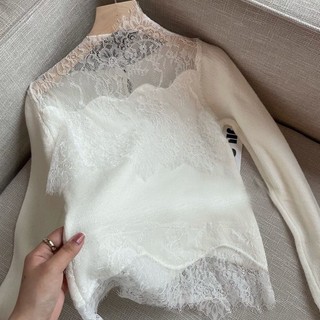 Áo sweater Phối Ren Thân Thiện Với Da Phong Cách Phương Tây Thời Trang Mùa Xuân