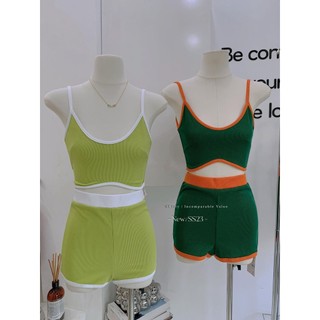 Set 2s viền trơn gân phối màu