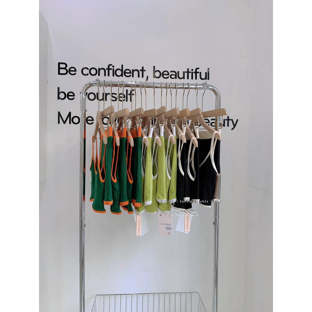 Set 2s viền trơn gân phối màu