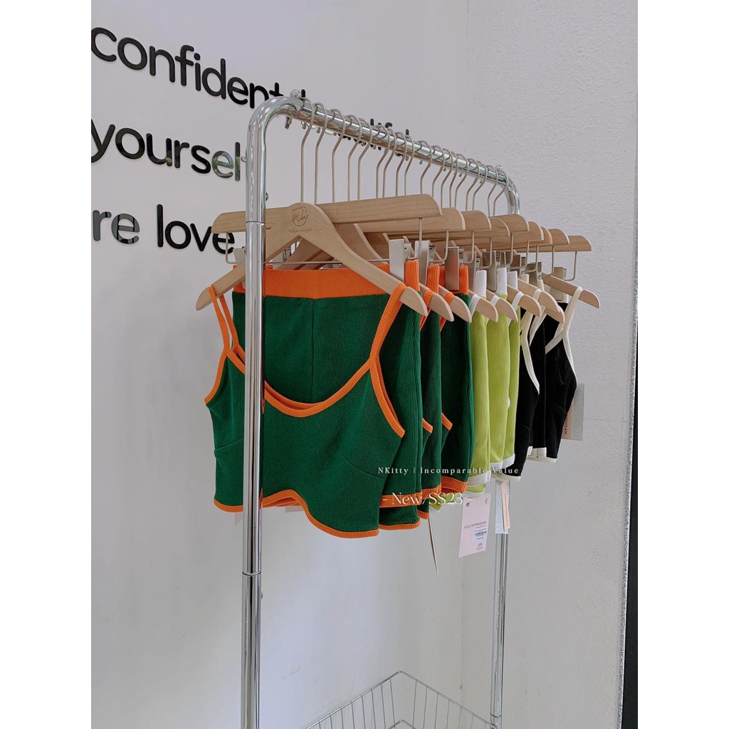 Set 2s viền trơn gân phối màu