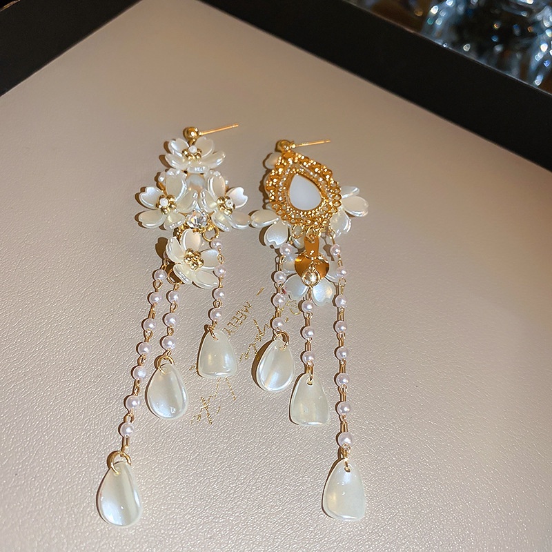 Thời Trang Bông Tai Chuỗi Hạt Ngọc Trai Giả Và Hoa diy