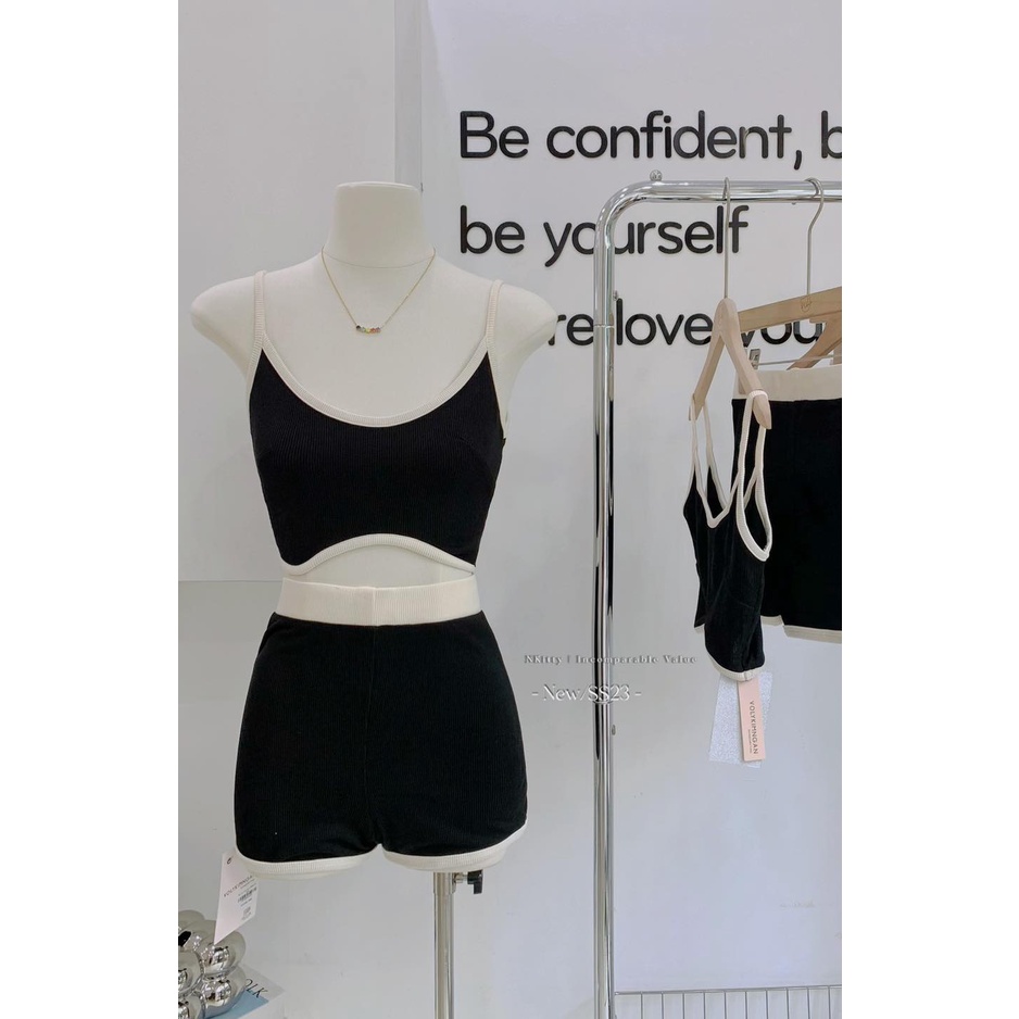 Set 2s viền trơn gân phối màu