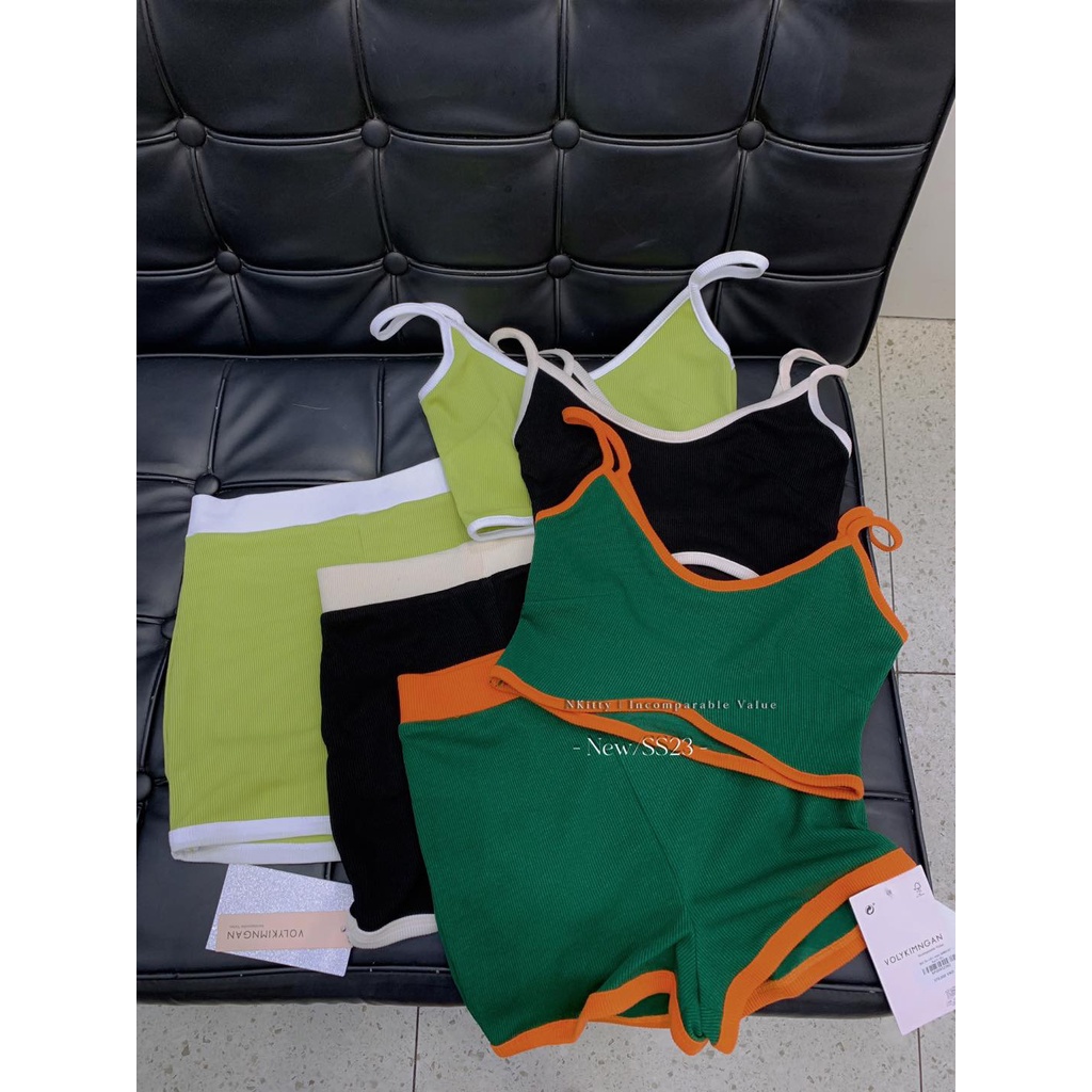 Set 2s viền trơn gân phối màu