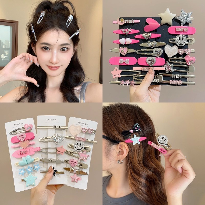 Set 10 Kẹp Tóc Mái Kim Loại Hình Ngôi Sao Đính Đá Thời Trang Hàn Quốc Cho Nữ