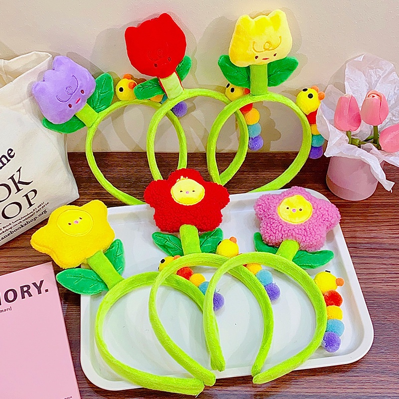 Cài tóc TENDER AFTERNOONS kiểu sâu bướm/ hoa tulip nhồi bông dễ thương dành cho nữ