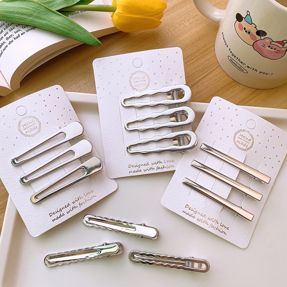 Set 3 Kẹp Tóc Kim Loại Nhiều Màu Sắc Phong Cách vintage