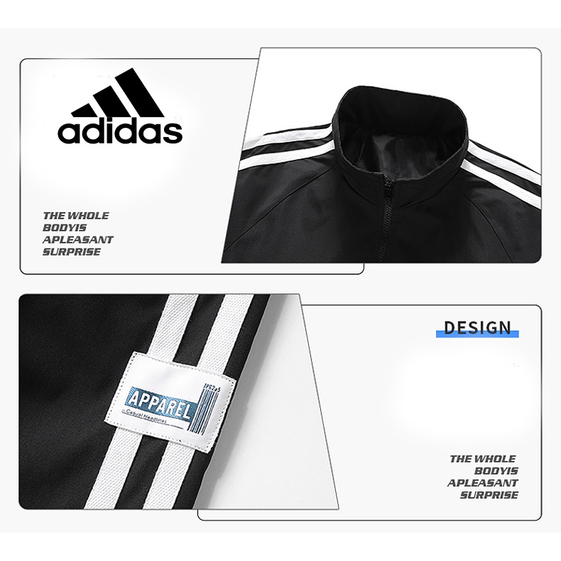 Áo Khoác Thể Thao adidas m-5xl Cổ Đứng Kẻ Sọc Thời Trang Xuân Thu Cho Nam