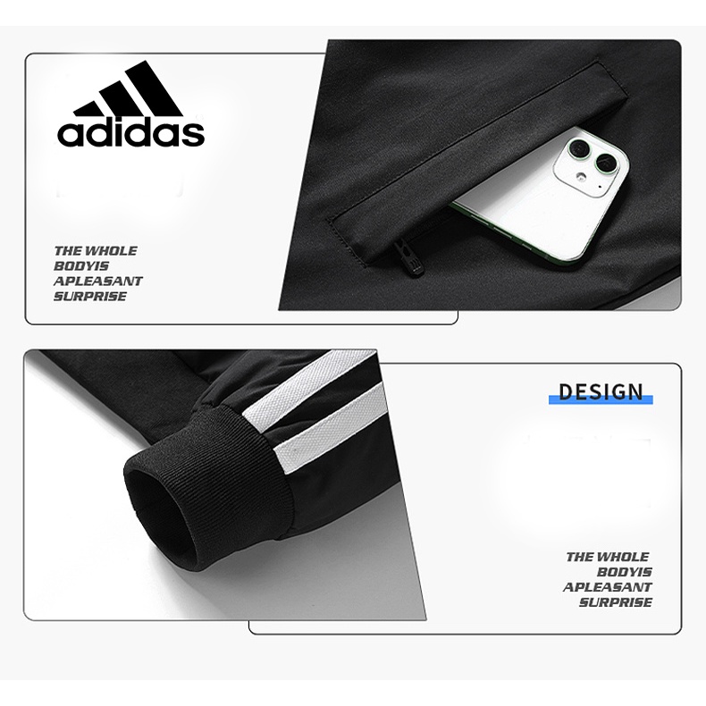 Áo Khoác Thể Thao adidas m-5xl Cổ Đứng Kẻ Sọc Thời Trang Xuân Thu Cho Nam