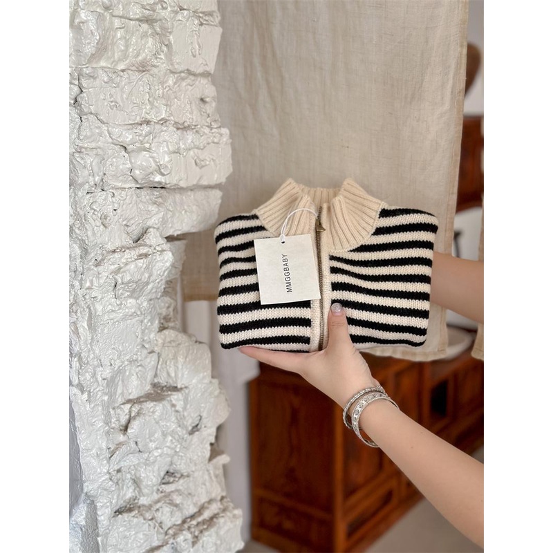 Áo Khoác Len cardigan Họa Tiết Kẻ Sọc Đơn Giản Phong Cách Hàn Quốc Thời Trang Mùa Thu Cho Bé Trai Và Gái