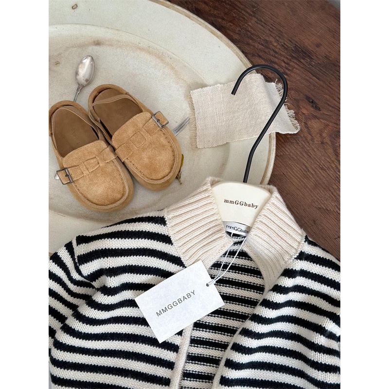 Áo Khoác Len cardigan Họa Tiết Kẻ Sọc Đơn Giản Phong Cách Hàn Quốc Thời Trang Mùa Thu Cho Bé Trai Và Gái