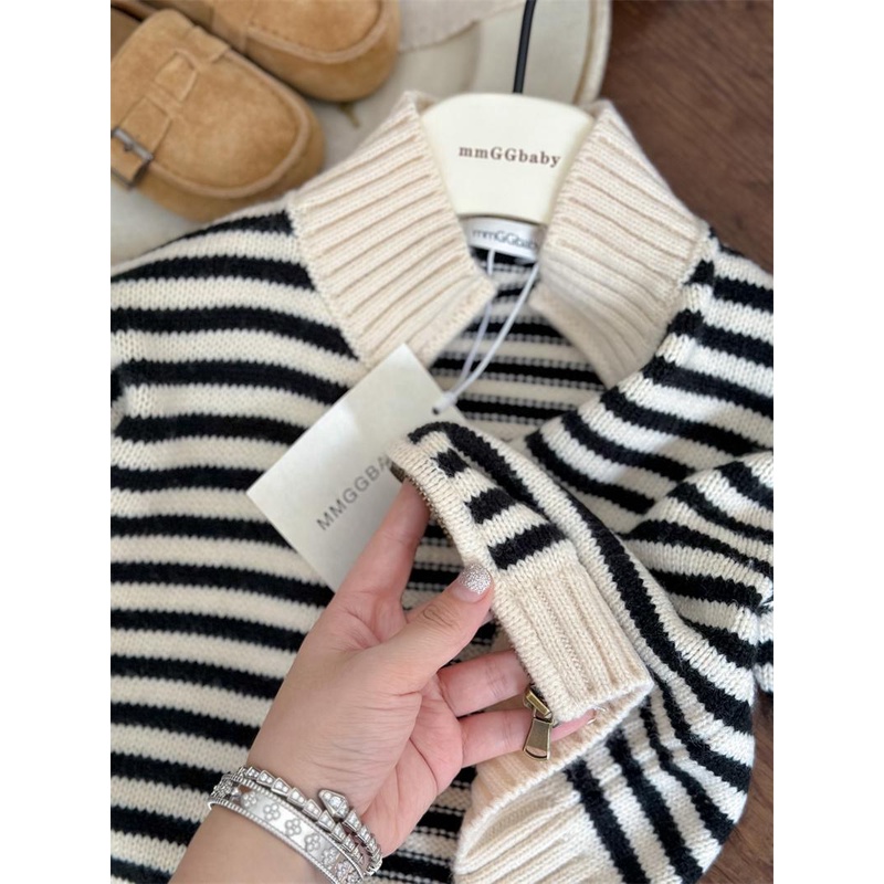 Áo Khoác Len cardigan Họa Tiết Kẻ Sọc Đơn Giản Phong Cách Hàn Quốc Thời Trang Mùa Thu Cho Bé Trai Và Gái