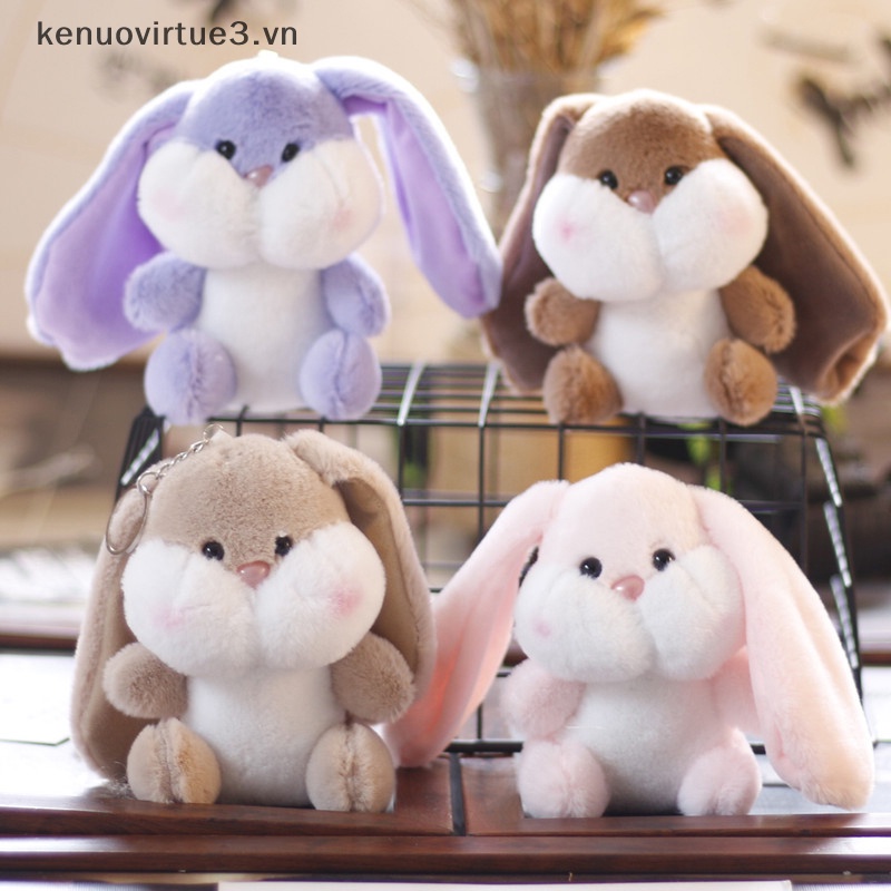 1 Móc Khóa Thỏ Nhồi Bông Tai Dài 12cm Dễ Thương