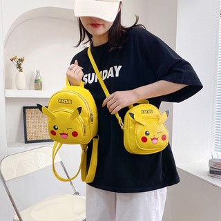 Pokemon small backpack kids Yellow bag handbag diagonal backpack Pikachu bag side diagonal backpack cute and fashionable Baby large capacity cartoon side shoulder bag
