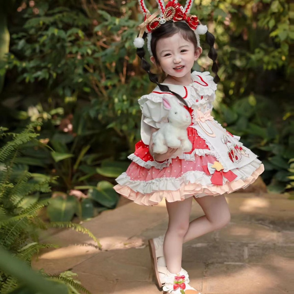 Hàng Mới Về Đầm Công Chúa lolita In Họa Tiết Dâu Tây / Cà Rốt Thời Trang Mùa Thu Cho Bé Gái