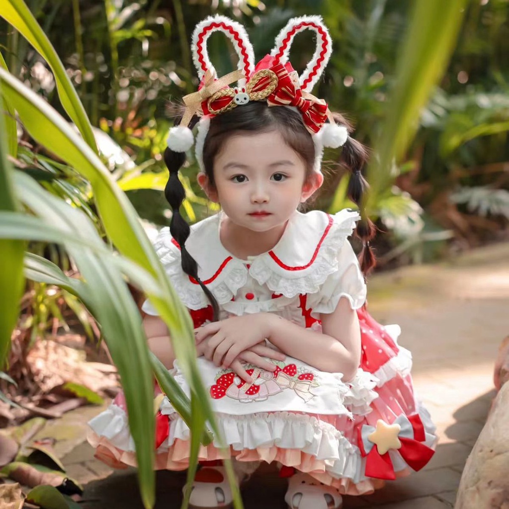 Hàng Mới Về Đầm Công Chúa lolita In Họa Tiết Dâu Tây / Cà Rốt Thời Trang Mùa Thu Cho Bé Gái